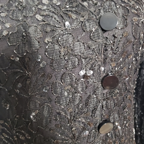 GIORGIO ARMANI black floral sequins jacket SZ 42 - Picture 5 of 10